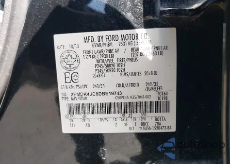 2013 Ford Edge Sel z USA, uszkodzony, nr VIN 2FMDK4JC8DBE19743